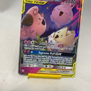 Pokemon SM Cosmic Eclipse Togepi Cleffa Igglybuff Tag Team GX Holo Card 143/236
